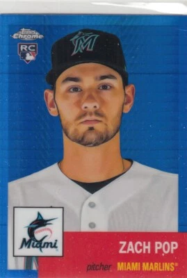 2022 Topps Chrome Platinum Prism Blue ZACH POP RC #348 Marlins - Image 1 of 2