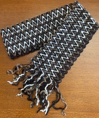 "Bufanda de chenilla con flecos - marrón, negro, blanco Chevron - aproximadamente 60""" Foto 1 de 4