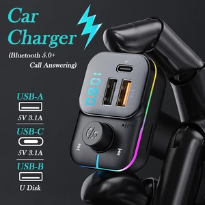 Adaptateur Chargeur Voiture USB Super Rapide pour iPhone Samsung Android Téléphone Portable BT5.0 - Photo 1 sur 8