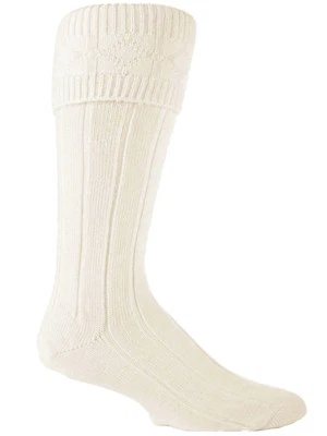 Herren creme thermo wolle kniestrümpfe kilt lang wollsocken / socken 40-45 eur - Bild 1 von 4