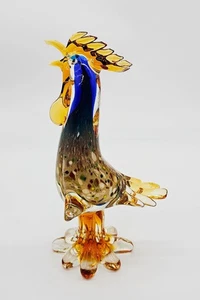 Scultura Gallo in Vetro di Murano Arte Confetti Ambra +12” Alto Sommerso MCM - Foto 1 di 23