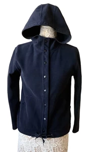 Ralph Lauren Women Hoodie Sweatshirt Jacket Blue Navy Petites Logo Snaps Pockets - Picture 1 of 6