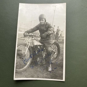 1948 Speedway Photograph, Mike Beddoe, Signed, On Motorbike, Vintage, Racing - Picture 1 of 3