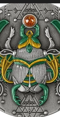 AMBER SCARABAEUS 2 oz Silber $5 Niue 2020 mit echten Bernstein AF HR DP 500 pcs - Bild 1 von 4