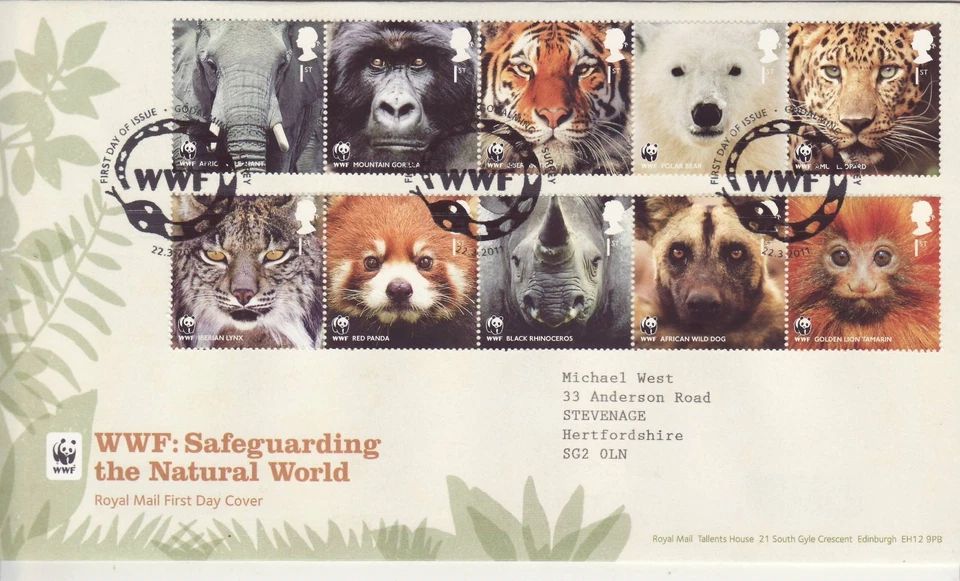 GB Stamps First Day Cover WWF Natural World, conservation, fauna, panda SHS 2011 - Image 1 of 1