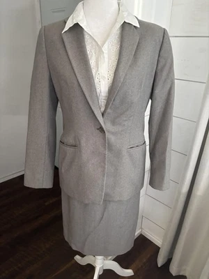 Giorgio Armani Le Collezioni 裙子套装两件套女式 8 灰色羊毛意大利职业生涯 — 第 1/4 张图片