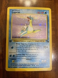Pokemon Lapras 1st Edition Fossil 10/62 Vintage Holo Rare LP 💦 - Picture 1 of 10