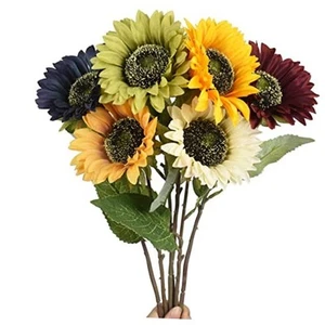 Multicolor Artificial Sunflower Flowers Long Stem Large Silk Sunflowers Bridal - Picture 1 of 8