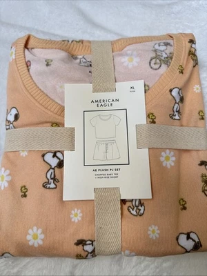 American Eagle x Peanuts Snoopy Ice Cream Plush PJ Set~X-LARGE  ~ Iced Apricot - Image 1 of 4