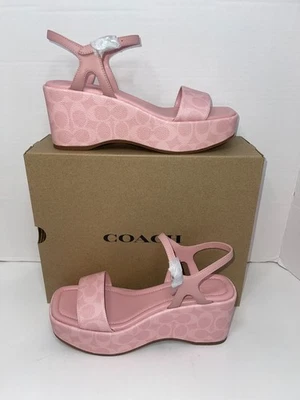 Sandalia de cuña Coach Gale para mujer - Rosa polvo | Jacquard exclusivo | Talla 9B Foto 1 de 4