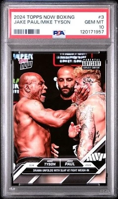 2024 Topps Now Boxing Slap At Fight #3 Jake Paul / Mike Tyson PSA 10 - Image 1 of 2