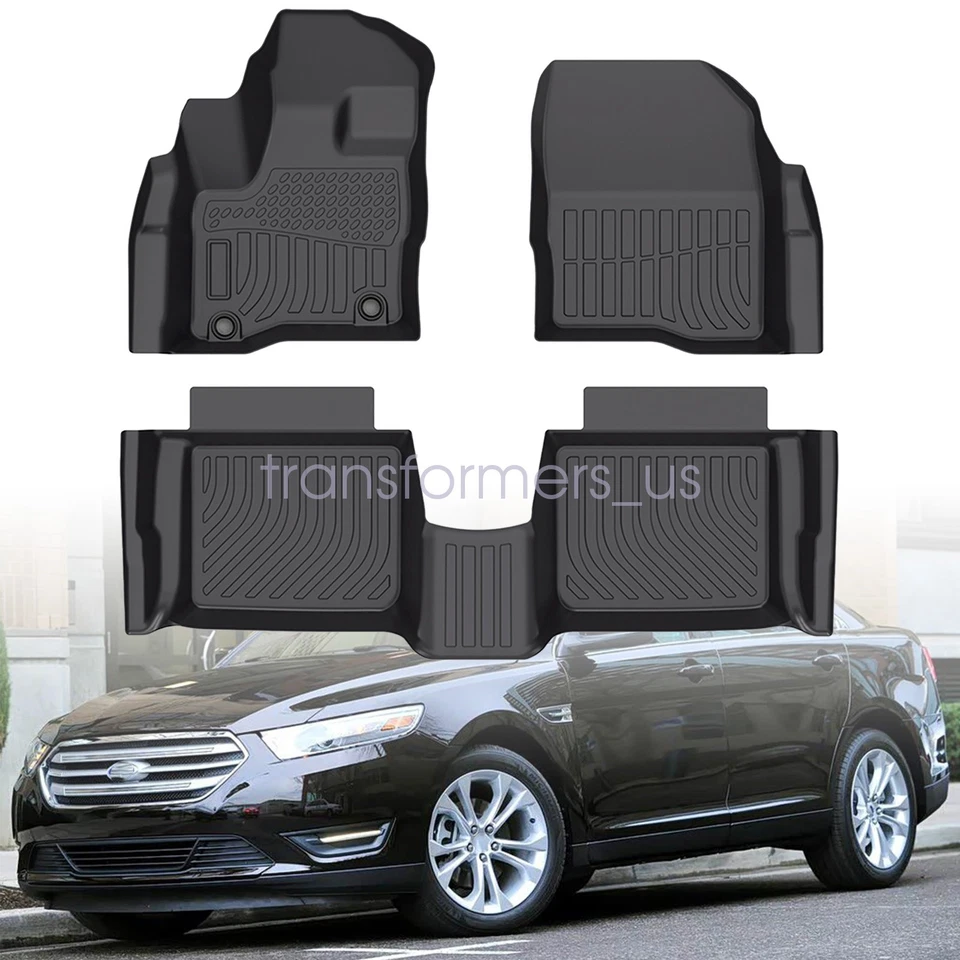 3D Front & 2nd Row Floor Mats Liners For 2010-2019 Ford Taurus TPE All Weather - Изображение 1 из 4