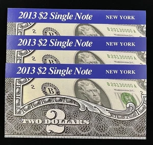 2013 2 $ einzelne Note BEP Umschlag - 3 Noten in Folge New York (65255) - Bild 1 von 5