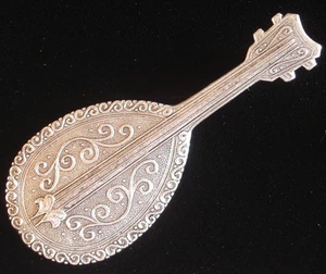 Mandoline Anstecknadel Brosche oxidiertes mattes Silber tolle Details - Bild 1 von 2