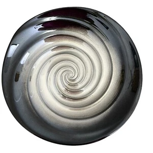 Tazón para servir vidrio gris y plateado vidrio artístico pieza central decoración - Imagen 1 de 5