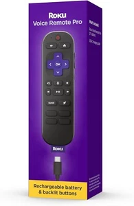 Roku Voice Remote Pro (2nd Ed.) | Rechargeable TV Remote Control with Hands-free - Picture 1 of 7