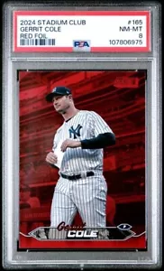 2024 TOPPS STADIUM CLUB 165 GERRIT COLE RED FOIL PSA 8 - Picture 1 of 2