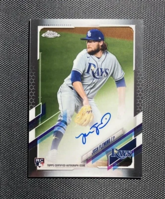 2021 Topps Chrome Rookie RC Auto Josh Fleming #RA-JF Tampa Bay Rays - Image 1 of 2