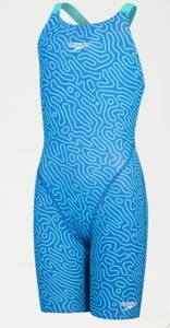 Speedo Girls' Fastskin Endurance+ Openback Kneeskin Blue, Size 34/15-16yrs BNWT - Picture 1 of 9