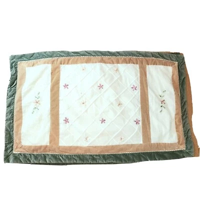 VTG JC Penny Velvet Trim Floral Quilted 38"x 24" Pillow Sham Case Set Of 2  - Image 1 of 4