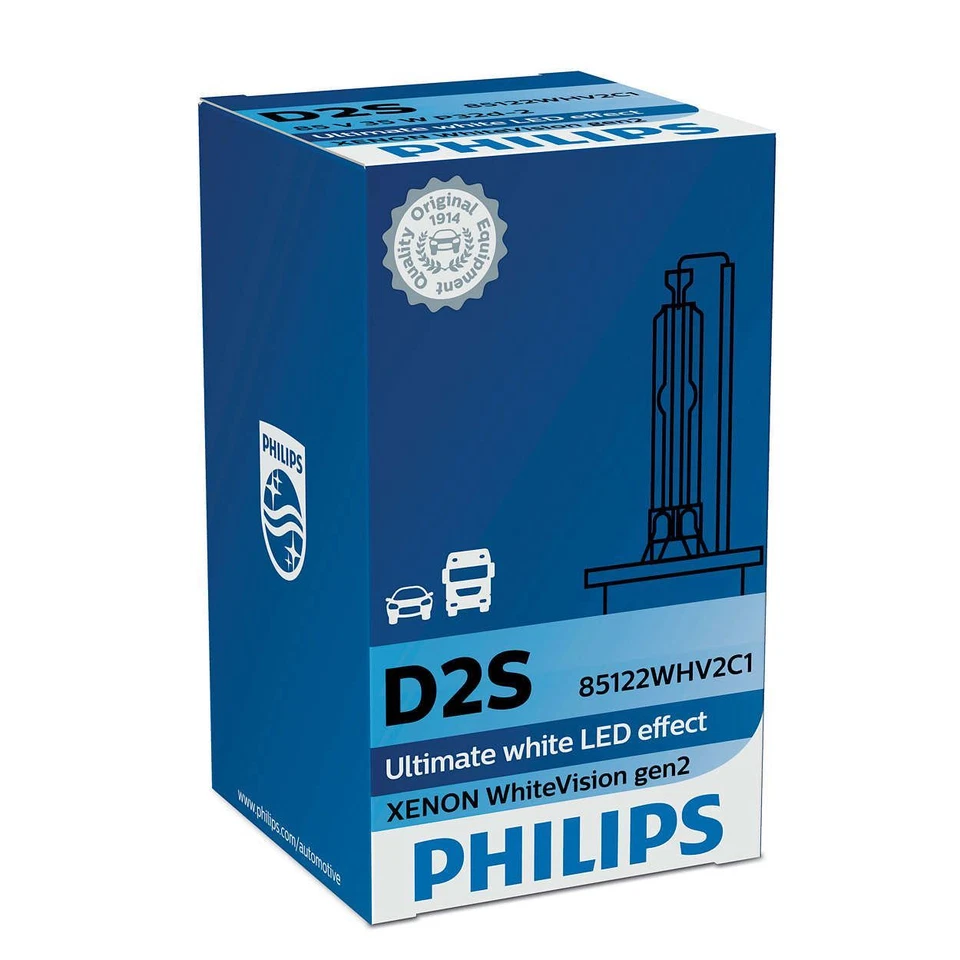 D2S Philips WhiteVision gen2 85122WHV2C1 Xenon HID Headlight Bulb 5000K Single - Image 1 of 1
