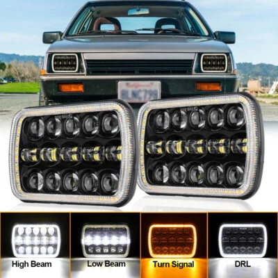 2x 7x6" 5x7" LED Headlights DRL Hi/Lo Turn H6054 H5054 For Plymouth Colt 79-1988 - Image 1 of 4