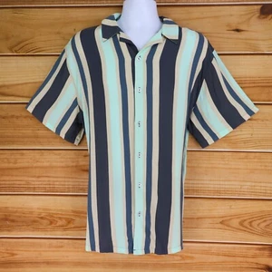 No Boundaries Short Sleeve Button Up Shirt Mens Size XL Multicolor Striped NWT - Picture 1 of 8