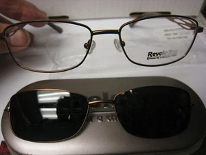 Revolution Eyeglass Frame W/ Magnet sun shade REV 760 SRGO 53-16-135 w/case - Picture 1 of 5