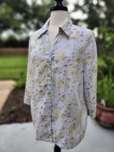 Alfred Dunner Yellow Abstract Print Blouse Plus Size 16W - Picture 1 of 4