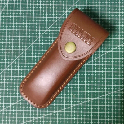 5" Vintage Dark Brown Leather Sheath for Buck 110 Pocket Folding Knife Pouch - Image 1 of 4