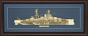 Wood Cutaway Model of USS Arizona (BB-39) - Made in the USA - Picture 1 of 1