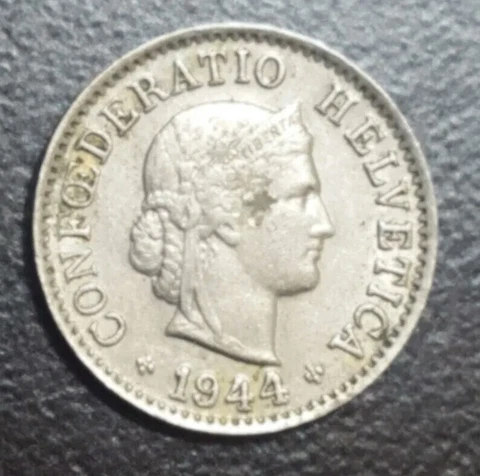 1944 SWITZERLAND 5 RAPPEN XF COIN KM 26 WWII ERA Cover