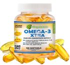 omega 3 fish oil capsules 3x strength 2600mg epa & dha, highest potency 120