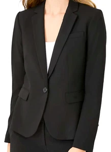 ANN TAYLOR PETITE BLACK THE ONE BUTTON BLAZER SEASONLESS STRETCH JACKET 12P 12 - Picture 1 of 6