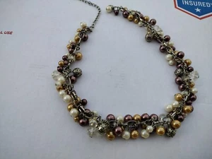 Silver Toned Charms with Beads Elegant Design Necklace 16" Pre-Loved - Picture 1 of 3