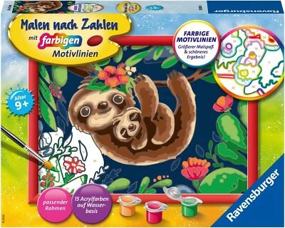 Ravensburger Malen nach Zahlen 28698 - Niedliche Faultiere Kinder ab 9 Jahren - Bild 1 von 4