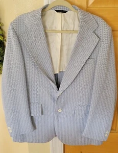 Vintage Palm Beach White/light Blue Blazer Jacket Size 43 Regular  - Picture 1 of 6