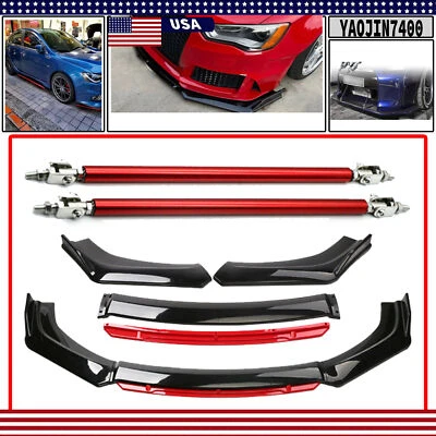 Front Bumper Lip Splitter Spoiler Strut Rod Body Kit For Audi TT 2001-2022 - Image 1 of 4