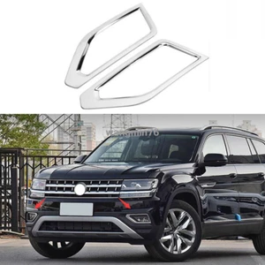 For Volkswagen Atlas 2018-2020 Stainless Chrome Front Fog Light Frame Cover Trim - Picture 1 of 8