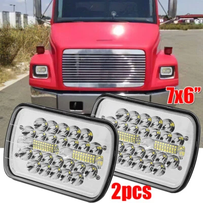 2x Fit Freightliner FL50 FL60 FL70 FL80 5x7" 7x6'' LED Headlights Hi/Lo Beam DOT - Image 1 of 4