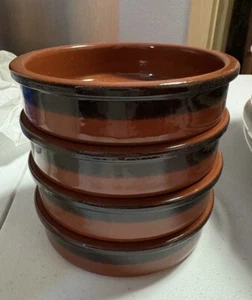 Set 4 Glazed Terracotta CERMER Ramekins Creme Brulee Flan Tapas Dishes Dipping - Picture 1 of 3