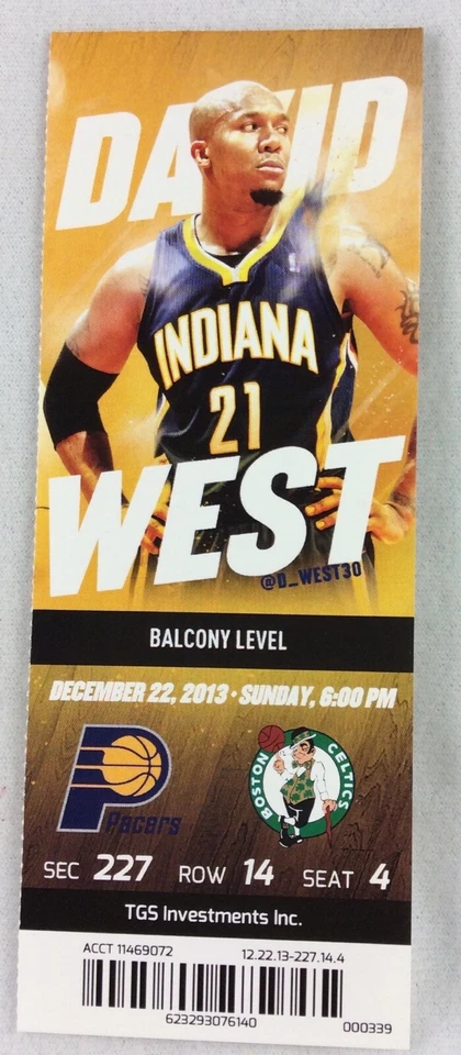 Boleto NBA 2013 12/22 Boston Celtics at Indiana Pacers-David West Foto 1 de 1