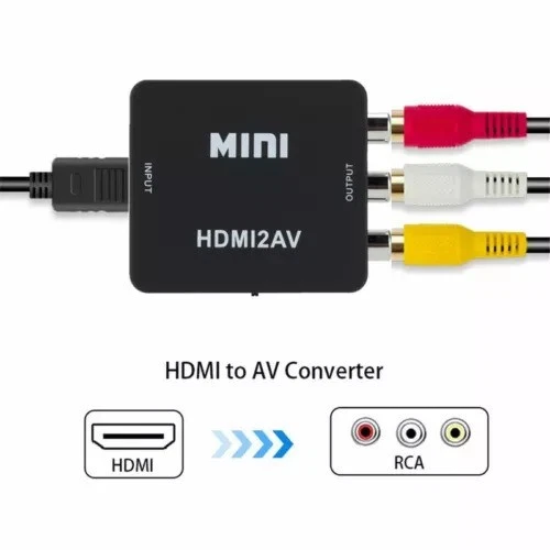 HDMI to AV RCA CVBS Converter Adapter Mini Box 1080P.  For Traditional older TV - Image 1 of 4