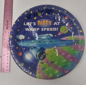 Vintage Star Trek Party at Warp Speed Paper Plates 8 Pack 8 3/4" - Picture 1 of 3