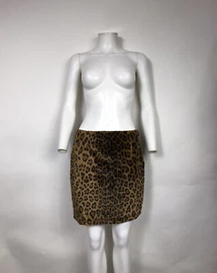 Vtg GIANNI VERSACE LEOPARD PRINT FAUX FUR MINI SKIRT C.1994 S - Picture 1 of 7