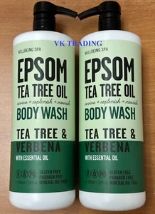(2-Pack) WELLBEING SPA EPSOM ~ TEA TREE & VERBENA Essential Oil Revive BODY WASH - Picture 1 of 2