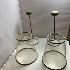 C1930 - Espositore negozio parrucca cappello 10,5" legno metallo giallo vintage e forme - Foto 1 di 2