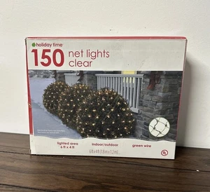 Net Lights LED Lighted Area  6 FT X 4 FT Green Wire Holiday Christmas New - Picture 1 of 4