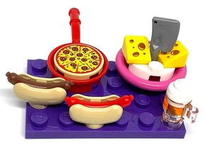 Lego Food Snack Tray - Custom Set With Utensils - Pizza Hot Dogs Cheese Tray - Picture 1 of 1