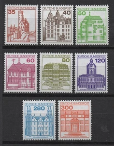 Alemania 1979-1982 Sc# 1308-1315 Como Nuevo MNH Castillo Lichtenstein Wolfsburg Rheydt - Imagen 1 de 1